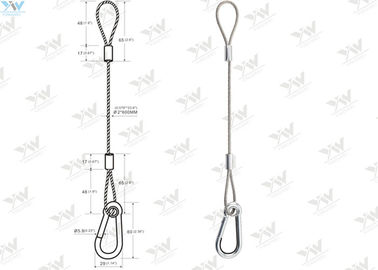 Hook End Wire Rope Sling Ø 2.0 MM Steel Safe Rope With Loop End , Snap Hook