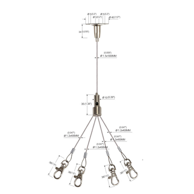 Kit de suspensão de cabo de arame suspenso para vaso de flores tipo garfo para varanda interna YW-86022