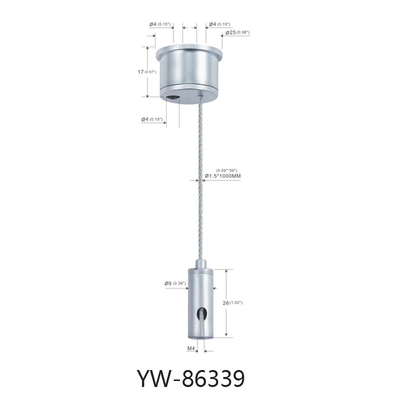 Iluminação LED Sistema de instalação de cabo com parafuso de 1,2 mm em fio 600 mm comprimento acabamento ajustável
