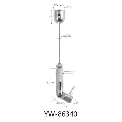 Iluminação LED Sistema de instalação de cabo com parafuso de 1,2 mm em fio 600 mm comprimento acabamento ajustável