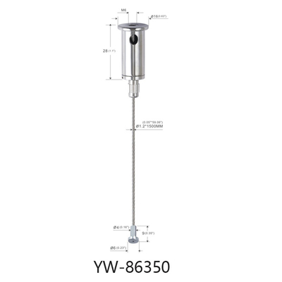 Iluminação LED Sistema de instalação de cabo com parafuso de 1,2 mm em fio 600 mm comprimento acabamento ajustável