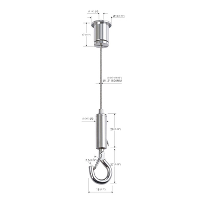 Sistema de suspensão de cabo de gancho de pressão de aço inoxidável de latão para suspensão de iluminação